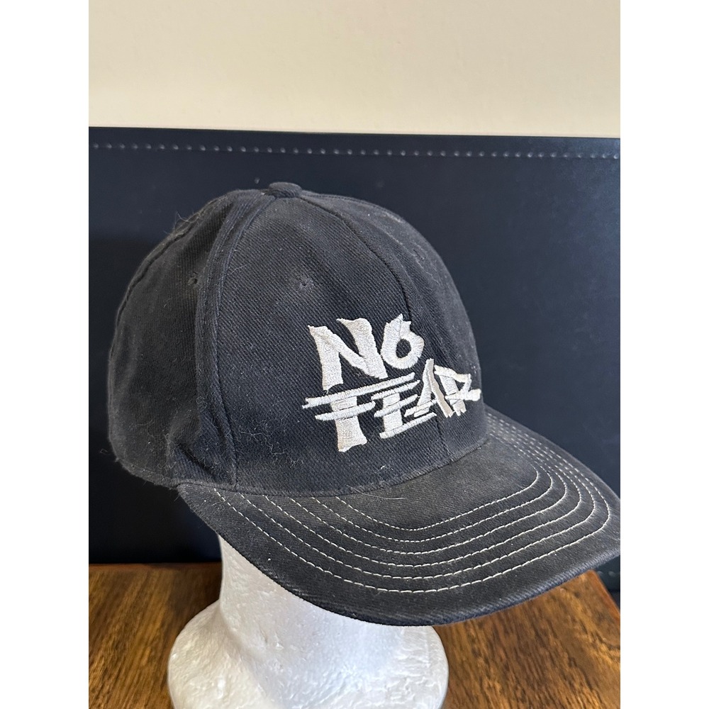 Vintage No Fear Snapback Hat Black Embroidered Made in USA 90s Y2K Skate Cap